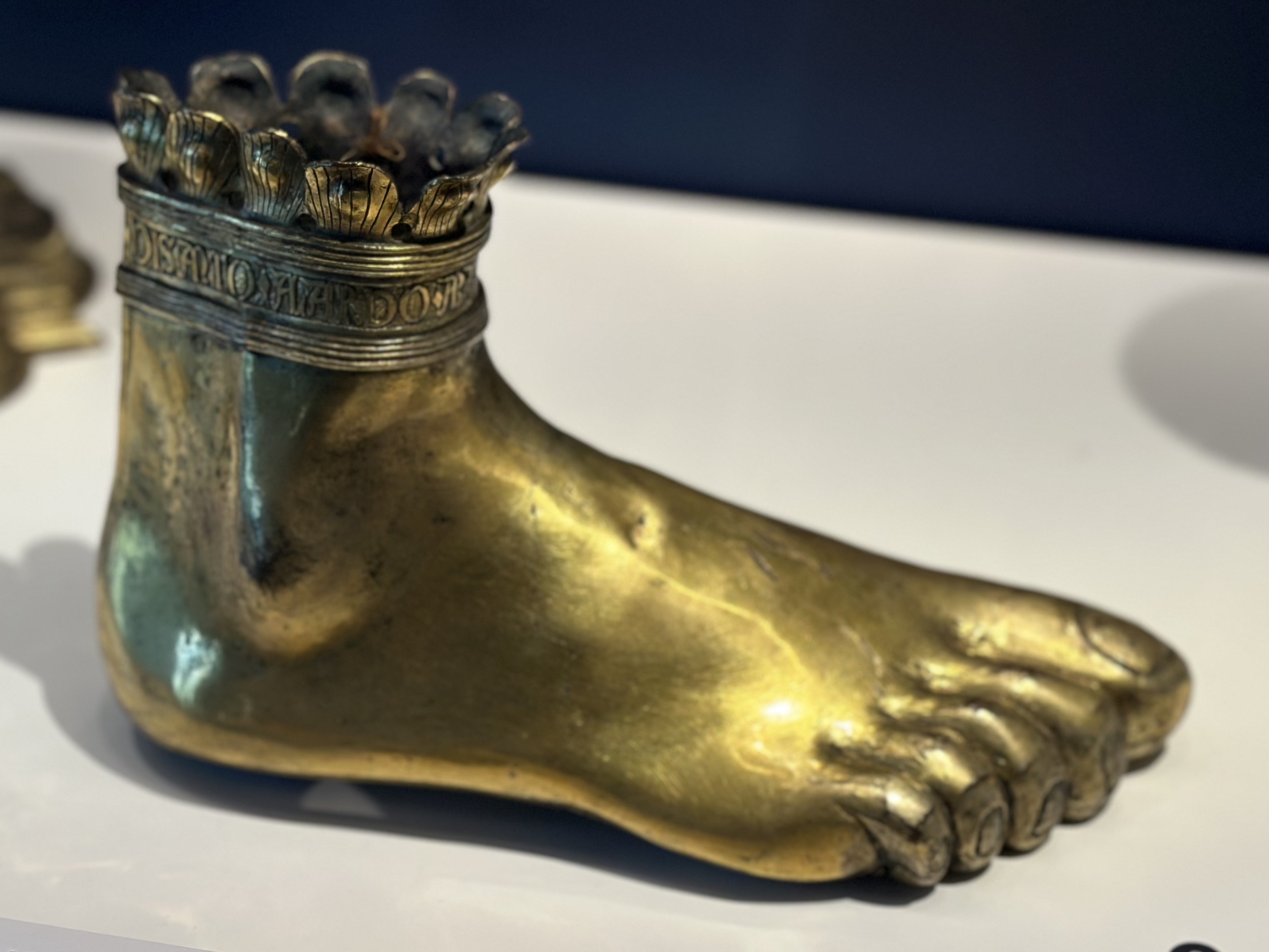 Bronze reliquary in the shape of a foot